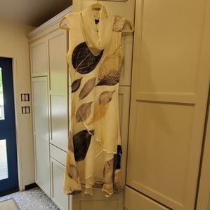 Komarov charmeuse dress with Asymmetrical hem